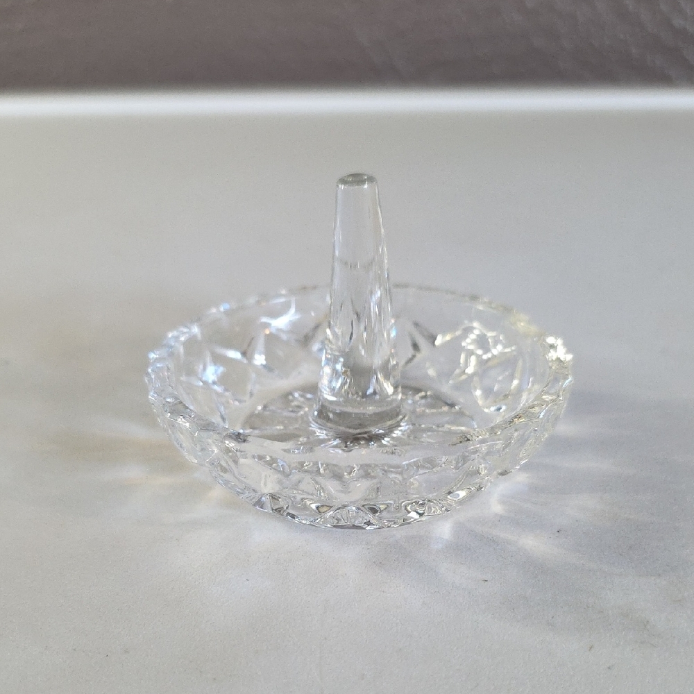Vintage Gallia Clear Cut Glass Ring Holder